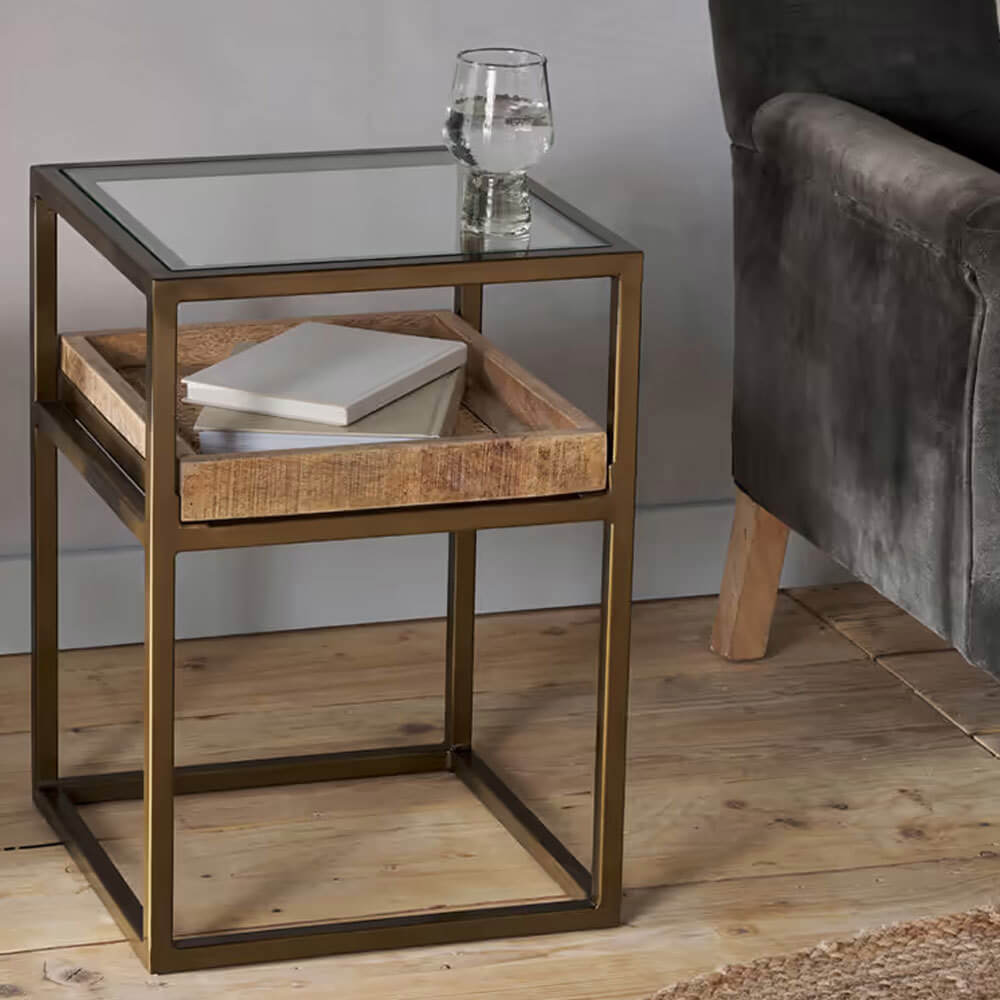 Nkuku Luzon Iron & Mango Wood Side Table